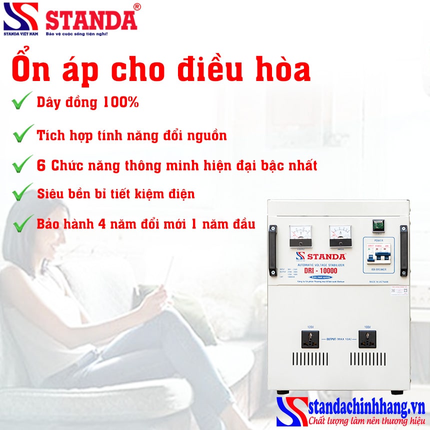 Ổn áp STANDA 1 pha 10kva sử dụng cho máy lạnh 
